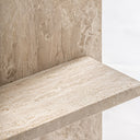 Mesa auxiliar de travertino en color beige 50 x 55 cm – detalle