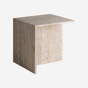 Mesa auxiliar de travertino en color beige mate