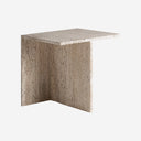 Mesa auxiliar de travertino en color beige mate