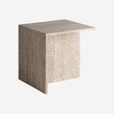Mesa auxiliar de travertino en color beige mate