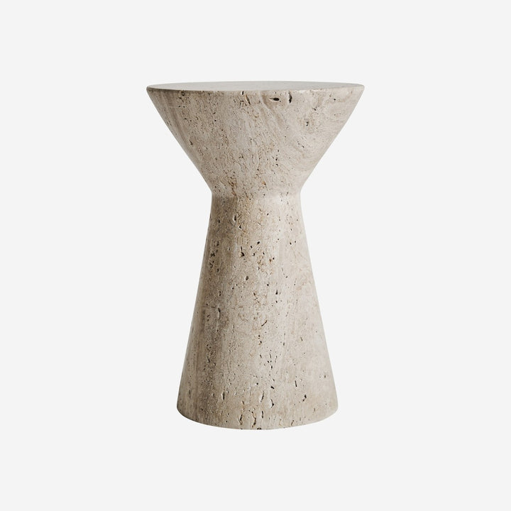 Mesa auxiliar de travertino en color crema
