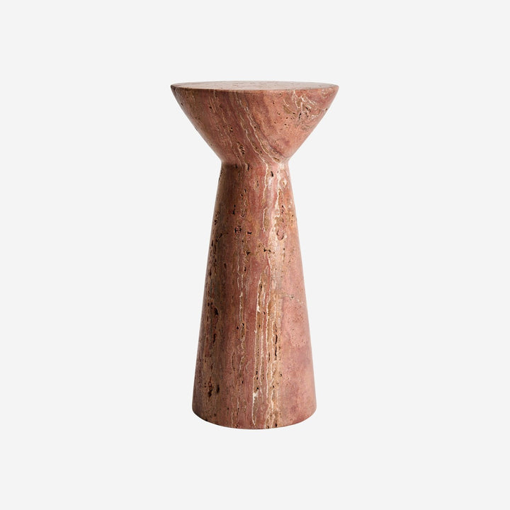Mesa auxiliar de travertino en color rojo