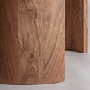 Mesa auxiliar de travertino y madera de mango en color beige mate 60 x 35 x 56 cm – detalle