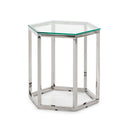 Mesa auxiliar de cristal plateada, 49 x 42 cm, foto de producto