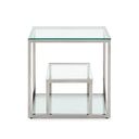 Mesa auxiliar redonda de cristal plateada, 55 x 55 cm, foto de producto