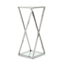 Mesa auxiliar redonda de cristal plateada, 35 x 35 cm, foto de producto