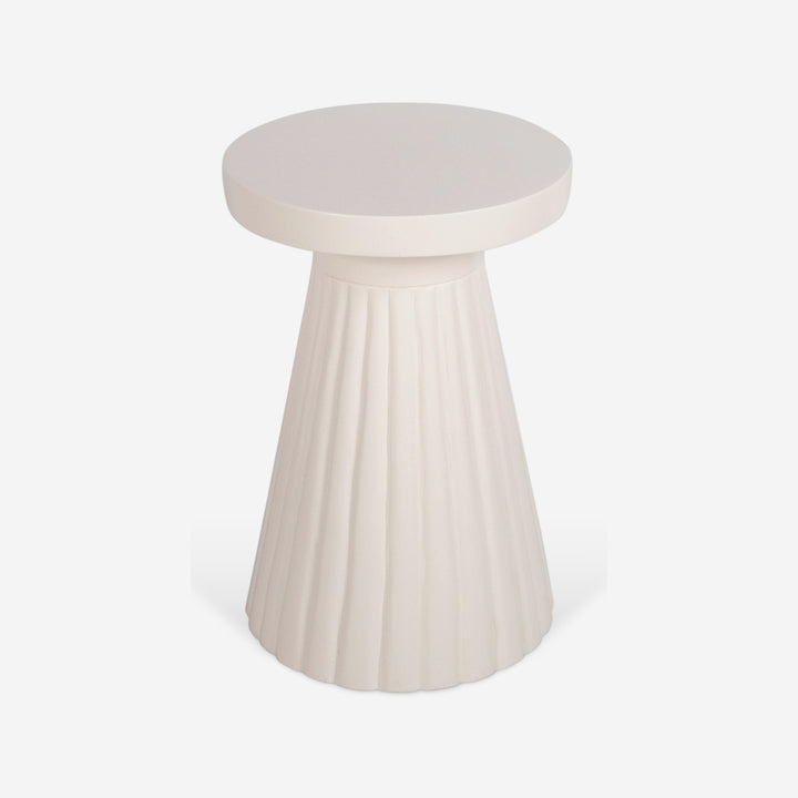 Round side table in white solid wood, 40 x 40 cm, 60 cm high