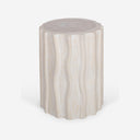 Mesa auxiliar redonda de madera maciza blanca con fuste macizo, 30 x 45 cm