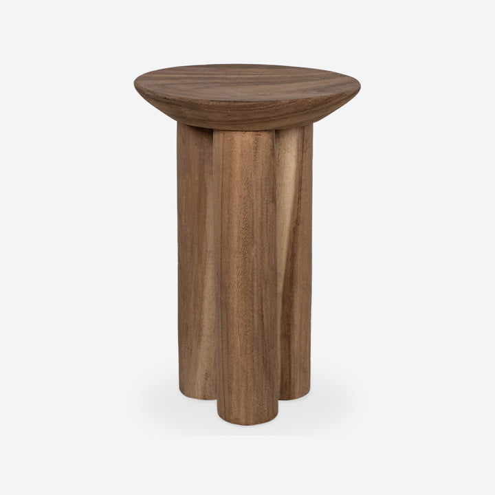 Round side table in solid walnut wood, 35 x 35 cm