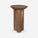 Mesa auxiliar redonda de madera maciza nogal, 35 x 35 cm