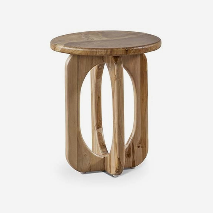 Round side table in solid walnut wood with walnut legs