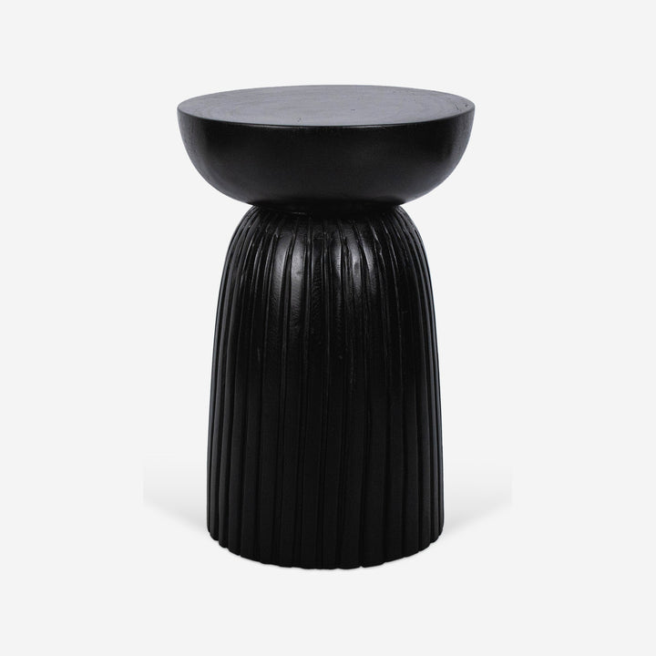 Round side table in black solid wood