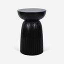 Mesa auxiliar redonda de madera maciza negra