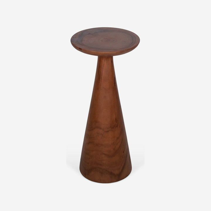 Mesa auxiliar redonda de madera maciza nogal, 25 x 25 cm