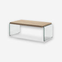 Mesa de centro Sidney con tablero de madera y laterales de cristal templado