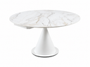 Mesa de comedor de porcelánico blanca y patas de metal, 80 cm, foto de producto (2)
