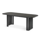 Mesa de comedor rectangular de chapa de roble natural y patas de madera, foto de producto