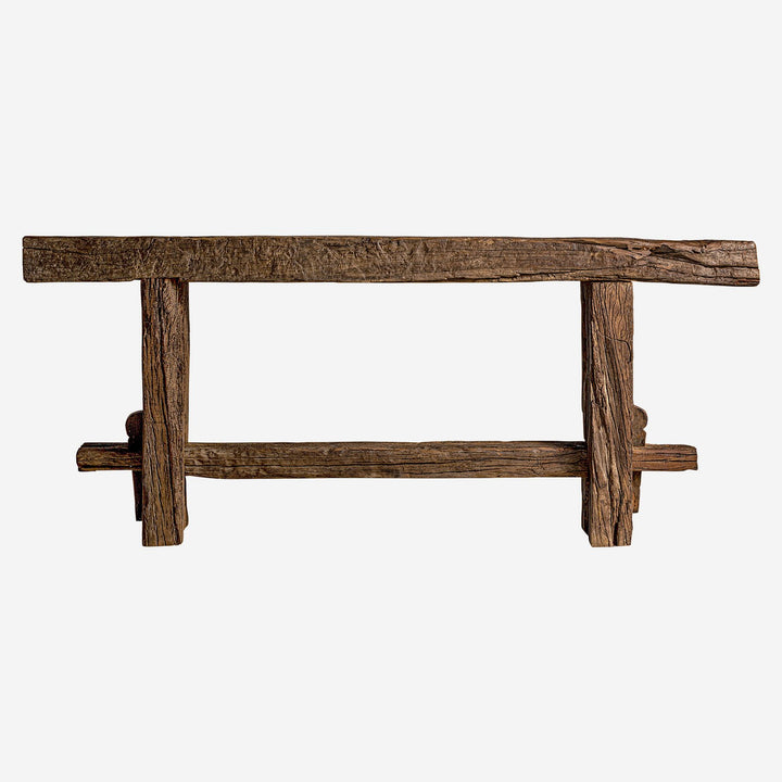 Mesa consola de madera de mango reciclada en color marrón envejecido