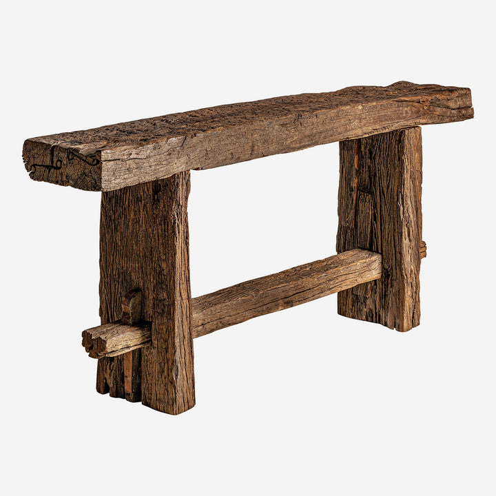 Mesa consola de madera de mango reciclada en color marrón envejecido