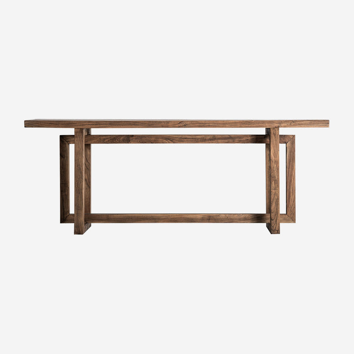 Mesa consola de madera de olmo en color marrón