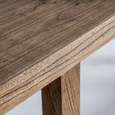 Mesa consola de madera de olmo en color marrón – detalle