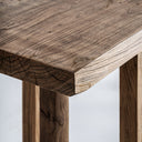 Mesa consola de madera de olmo en color marrón – detalle