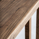 Mesa consola de madera de olmo en color marrón – detalle