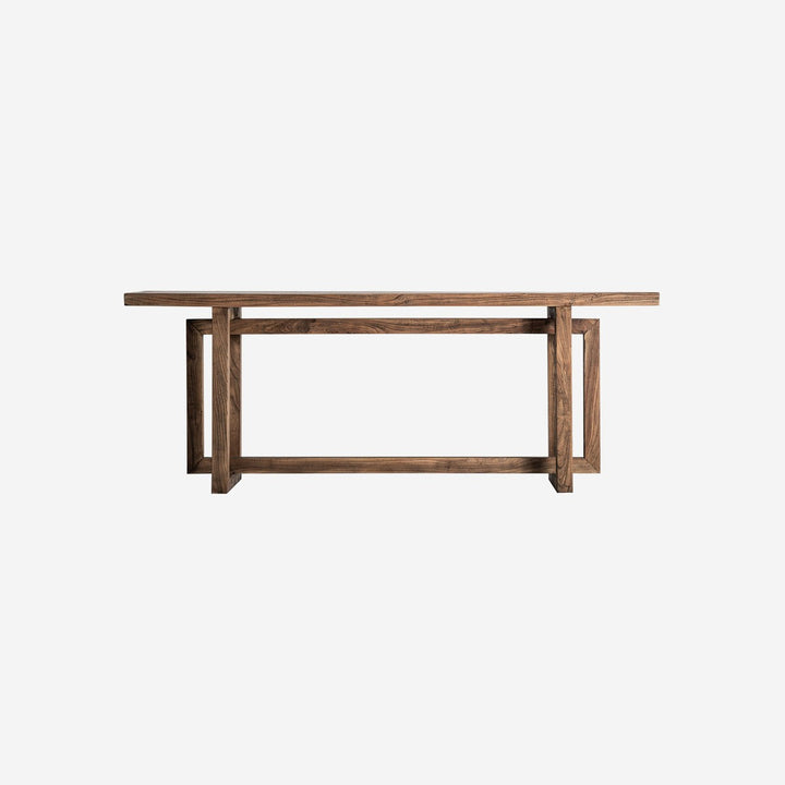 Mesa consola de madera de olmo en color marrón
