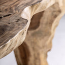 Mesa consola de madera de suar en color marrón 220 x 80 x 79 cm – detalle