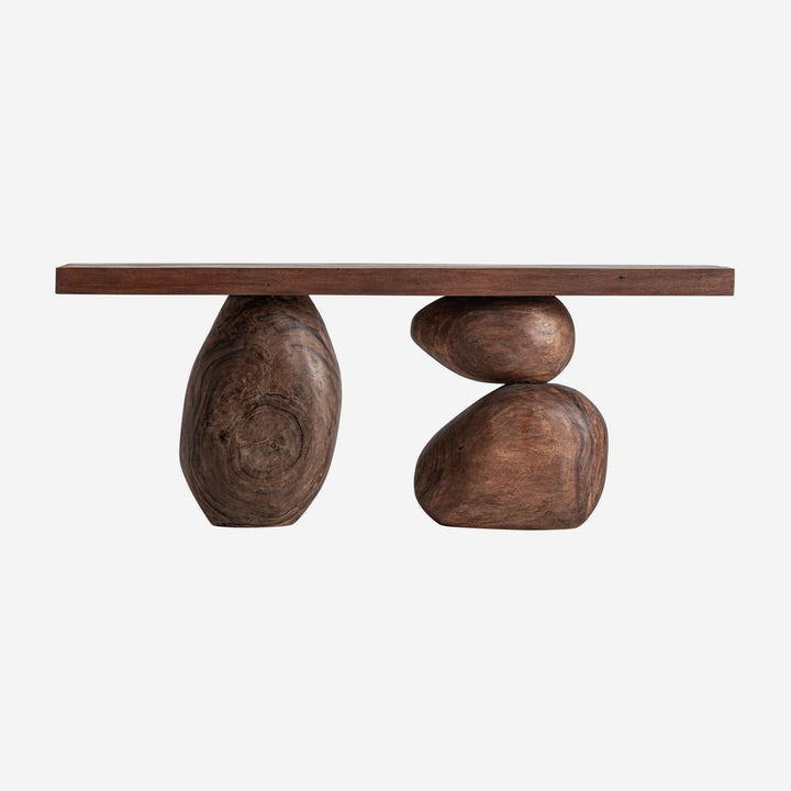 Mesa consola de madera de suar en color marrón de aire étnico 200 x 45 x 80 cm