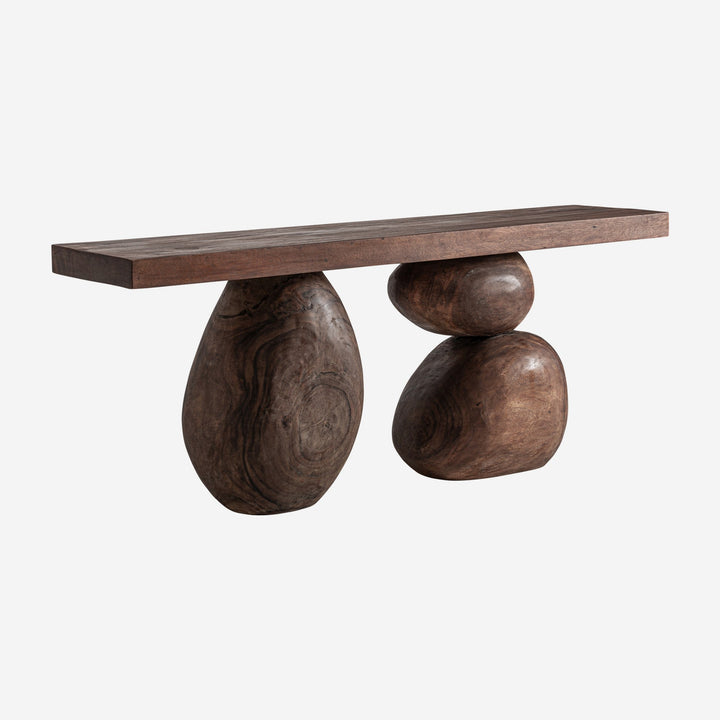 Mesa consola de madera de suar en color marrón de aire étnico 200 x 45 x 80 cm