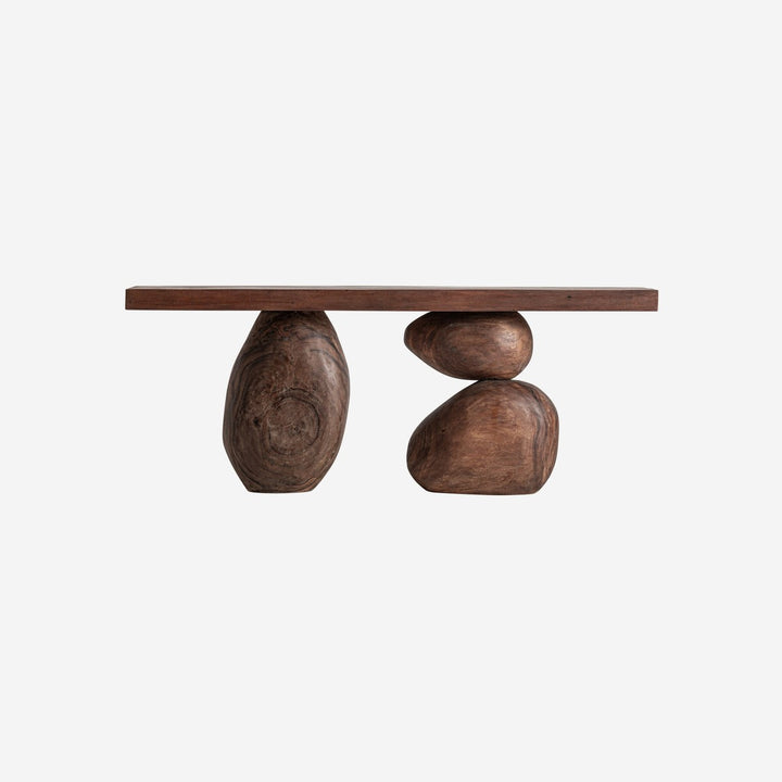 Mesa consola de madera de suar en color marrón de aire étnico 200 x 45 x 80 cm