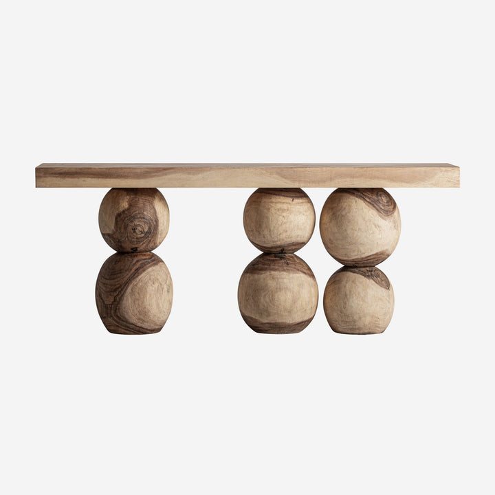Mesa consola de madera de suar en color marrón de líneas contemporáneas 200 x 45 x 80 cm