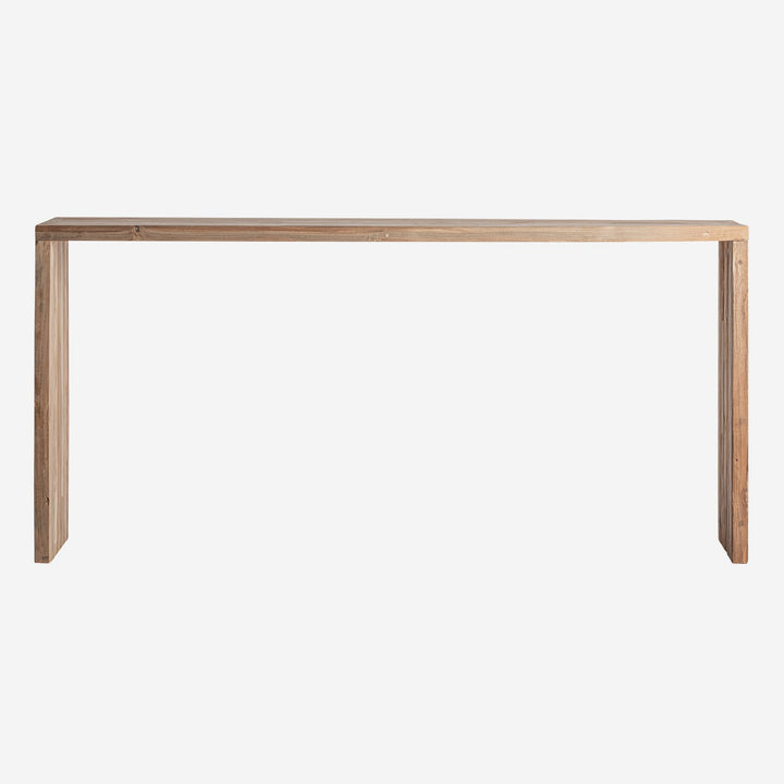 Mesa consola de madera de teca reciclada en color marrón 180 x 45 x 86 cm