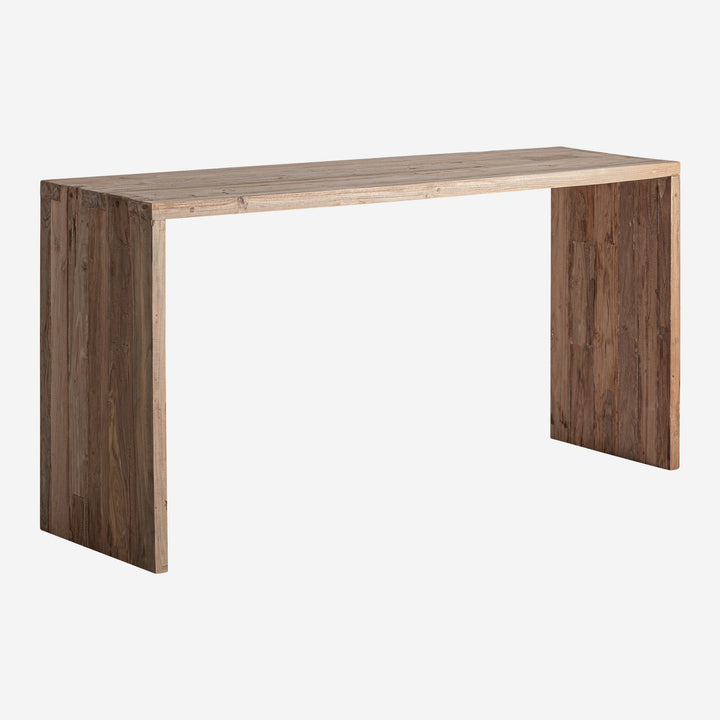 Mesa consola de madera de teca reciclada en color marrón 180 x 45 x 86 cm