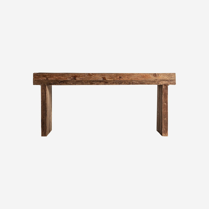 Mesa consola de madera de teca reciclada en color marrón 180 x 46 x 80 cm