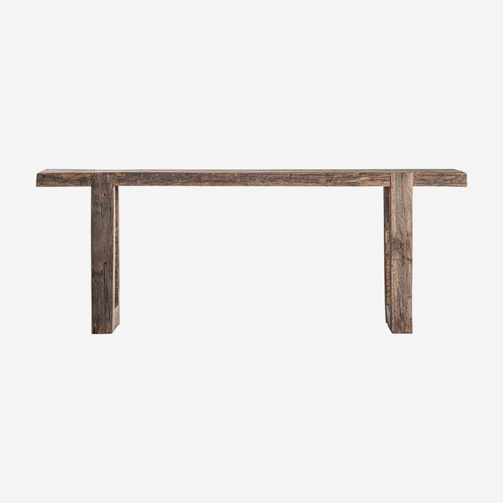 Mesa consola de madera recuperada en color marrón 200 x 45 x 76 cm
