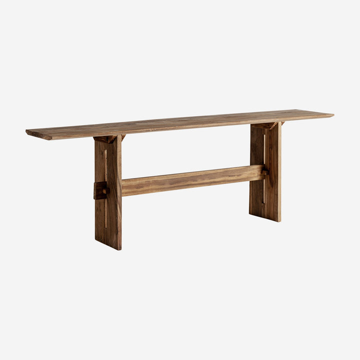 Mesa consola de madera recuperada en color marrón natural