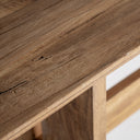 Mesa consola de madera recuperada en color marrón natural – detalle
