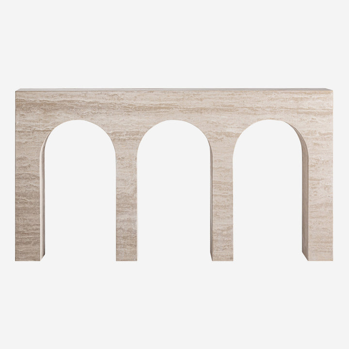 Mesa consola de travertino en color beige 150 x 35 x 80 cm