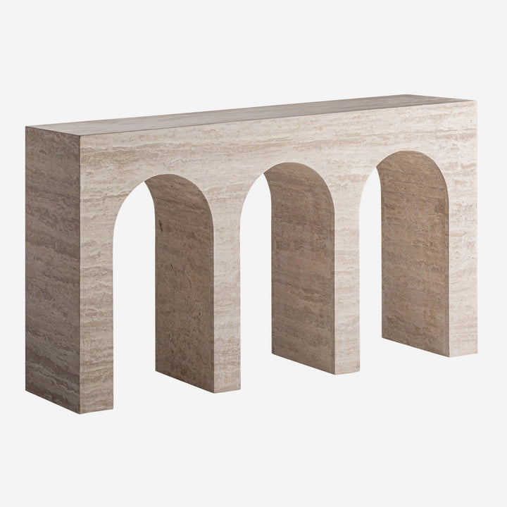 Mesa consola de travertino en color beige 150 x 35 x 80 cm
