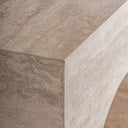 Mesa consola de travertino en color beige 150 x 35 x 80 cm – detalle