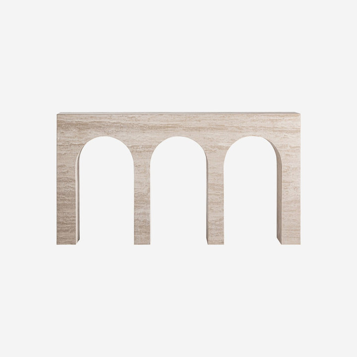 Mesa consola de travertino en color beige 150 x 35 x 80 cm