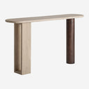 Mesa consola de travertino y madera de mango en color beige