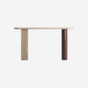 Mesa consola de travertino y madera de mango en color beige