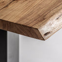 Mesa de bar de madera de acacia y hierro en color marrón – 80 x 80 x 79 cm – detalle