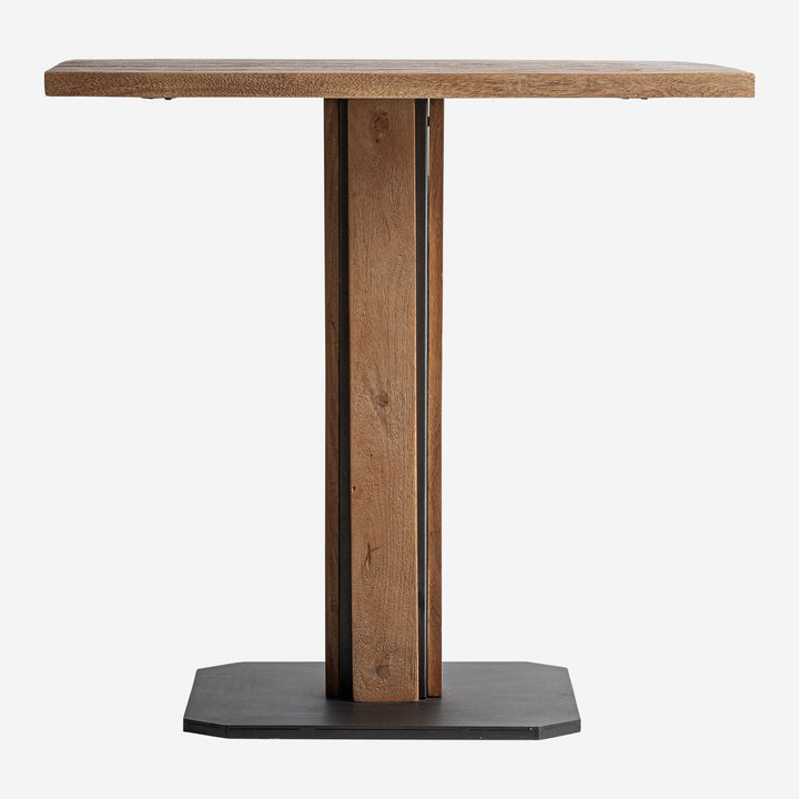 Mesa de bar de madera de mango y hierro en color marrón