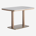 Mesa de bar de terrazo y acero inoxidable en color blanco – 120 x 80 x 77 cm