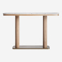 Mesa de bar de terrazo y acero inoxidable en color blanco – 120 x 80 x 77 cm