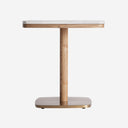 Mesa de bar en color blanco – 80 x 80 x 75 cm / Terrazo y madera de roble